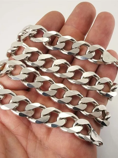 Devasa Kalın Gurmet Gümüş Erkek Kolye Zincir Özel Üretim 183,5gr Rodyumlu Model
