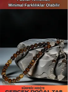 Erkek Doğal Taş Tespih - Doğal Kahverengi Jasper Taşlı Ortaboy Tesbih
