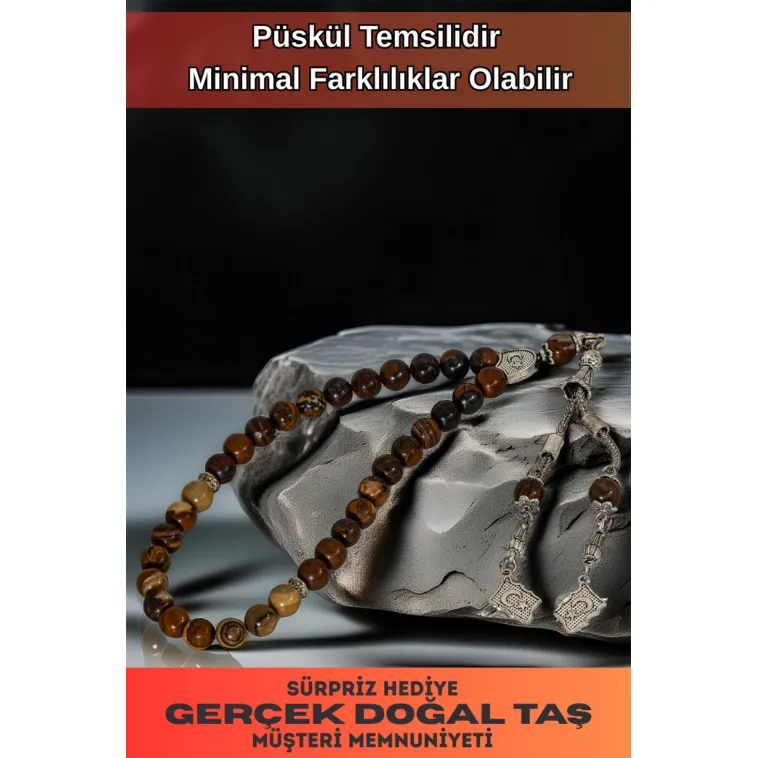 Erkek Doğal Taş Tespih - Doğal Kahverengi Jasper Taşlı Ortaboy Tesbih Erkek Doğal Taş Tespih - Doğal Kahverengi Jasper Taşlı Ortaboy Tesbih