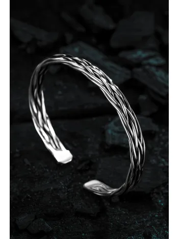 Erkek Gümüş Bileklik - El Yapımı Murphy Model Erkek Bileklik Kelepçe Her Bileğe Uyar