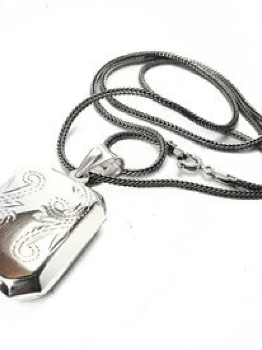 DUA RESİM KONULABİLEN GÜMÜŞ KOLYE ZİNCİR MUSKA