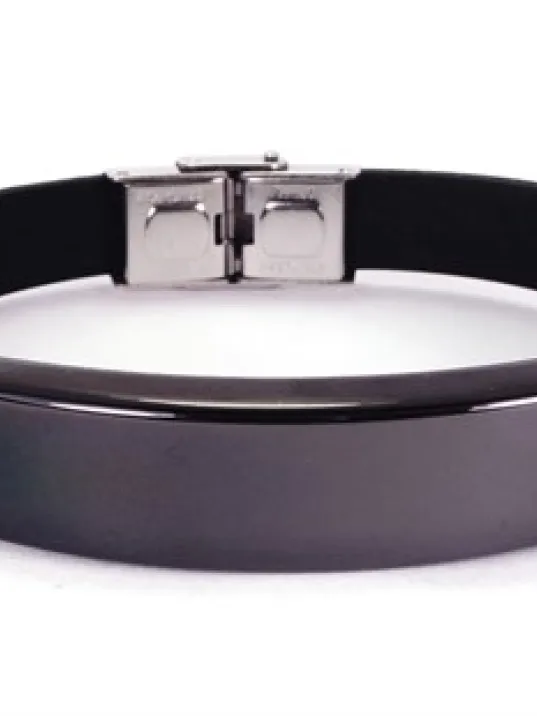 İsim Yazılan Kauçuk Çelik Erkek Bileklik Künye Siyah Model