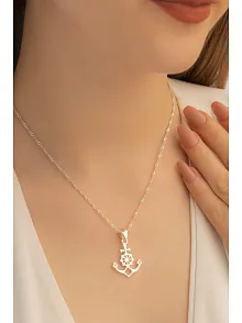 Gemi Çapası Gümüş Bayan Kolye Orta Boy