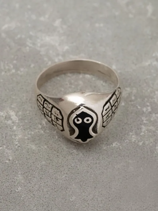 Nalı Şerif Ve Ebced Figürlü Gümüş Erkek Serçe Parmak Yüzüğü