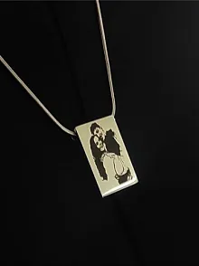 Lazer Fotoğraf Kazımalı Unisex Çelik Kolye