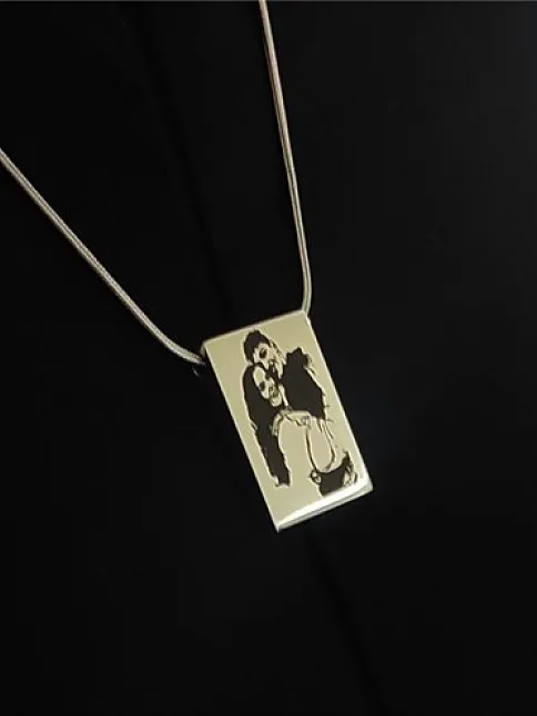 Lazer Fotoğraf Kazımalı Unisex Çelik Kolye