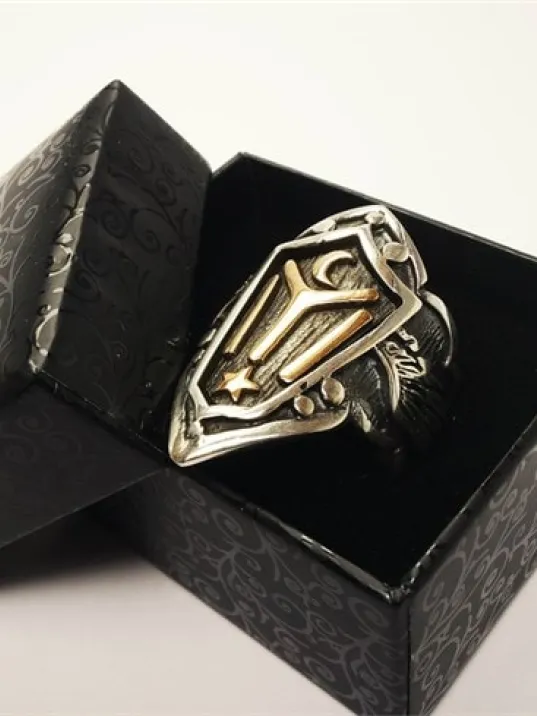 Ertuğrul Iyı Motifli Gümüş Erkek Zihgir Yüzük Ertuğrul Iyı Motifli Gümüş Erkek Zihgir Yüzük