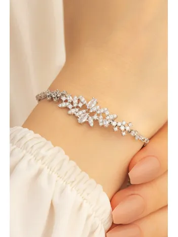 Balın Zirkon Taşlı Su Yolu Bayan Gümüş Bileklik