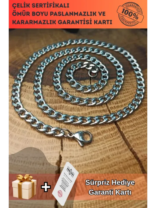 5.5 mm Gurmet Erkek Çelik Kolye Zincir İnce Model 5.5 mm Gurmet Erkek Çelik Kolye Zincir İnce Model