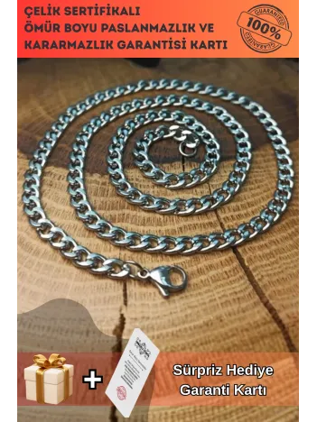 5.5 mm Gurmet Erkek Çelik Kolye Zincir İnce Model