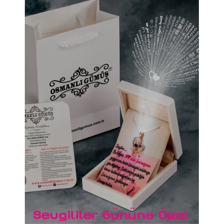 Sevgiliye Hediye - 100 Dilde Seni Seviyorum Kolyesi Hediye Paketli Özel Notlu Kadın Gümüş Kolye Sevgiliye Hediye - 100 Dilde Seni Seviyorum Kolyesi Hediye Paketli Özel Notlu Kadın Gümüş Kolye