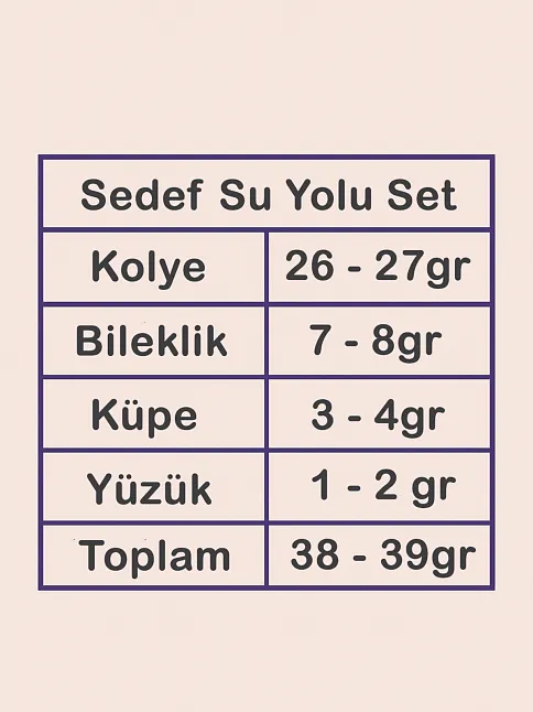 Kadın Gümüş Takı Seti - Sedef Zirkon Taşlı Kolye, Bileklik, Yüzük, Küpe Tam Set
