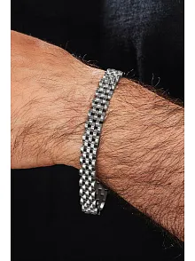 Erkek Çelik Bileklik - Bukle Model Tasarım Erkek Bileklik
