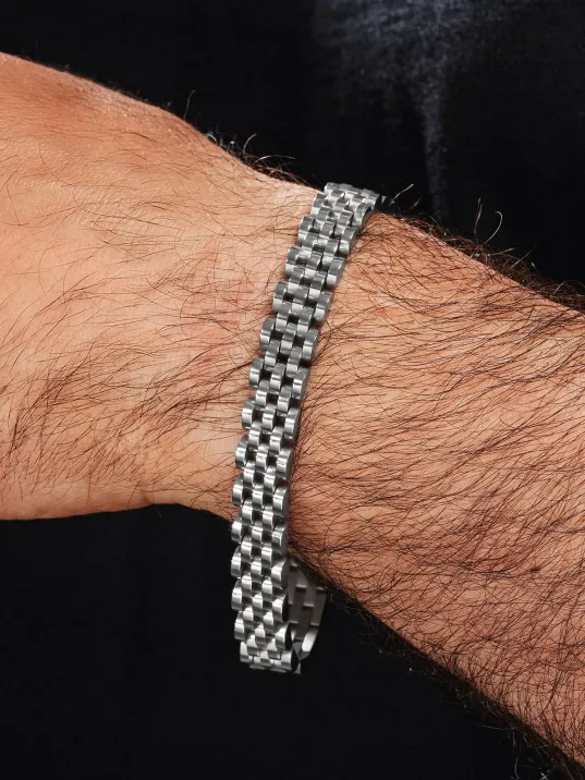 Erkek Çelik Bileklik - Bukle Model Tasarım Erkek Bileklik