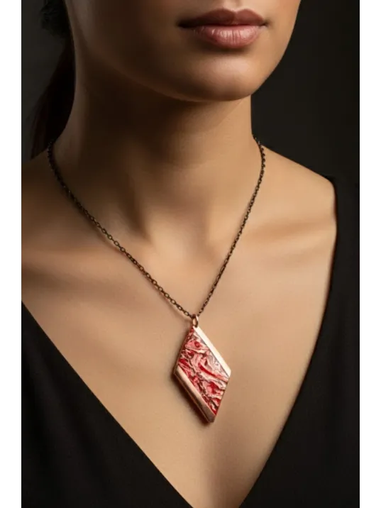 Kadın Bakır Set - Kırmızı Tutkunun Rengi Model Bakır Kadın Kolye Bileklik Yüzük Küpe Set