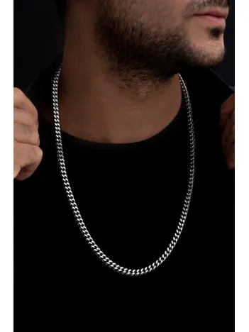 Erkek Kolye - Kare Kesim Model Erkek Çelik Kolye - Gümüş Renk - 5 Mm Kalınlık - Paslanmaz Çelik Erkek Kolye - Kare Kesim Model Erkek Çelik Kolye - Gümüş Renk - 5 Mm Kalınlık - Paslanmaz Çelik