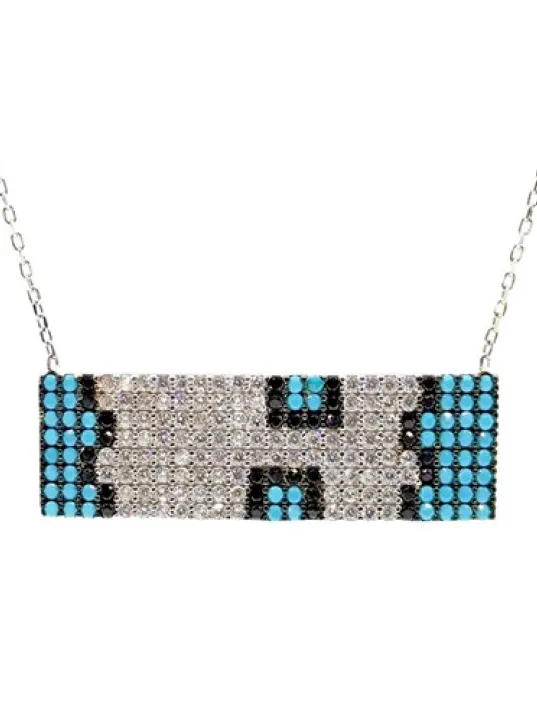 Dikdörtgen Bayan Gümüş Kolye Zincir