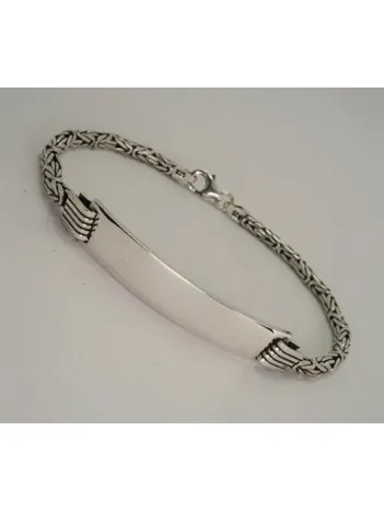 İsim Yazılan Erkek Gümüş Bileklik Künye Orta Kalınlıkta