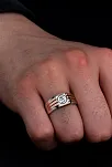 Erkek Gümüş Yüzük - Allah rasulü muhammet Yazılı İnce Kibar Erkek Yüzüğü