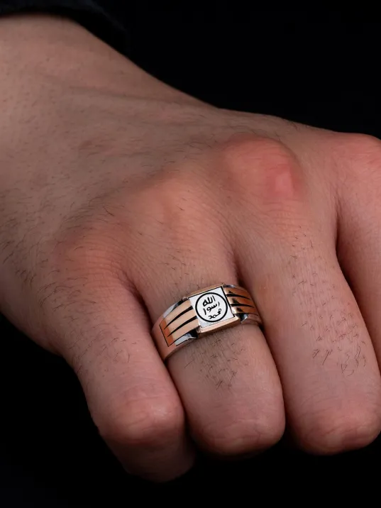 Erkek Gümüş Yüzük - Allah rasulü muhammet Yazılı İnce Kibar Erkek Yüzüğü Erkek Gümüş Yüzük - Allah rasulü muhammet Yazılı İnce Kibar Erkek Yüzüğü