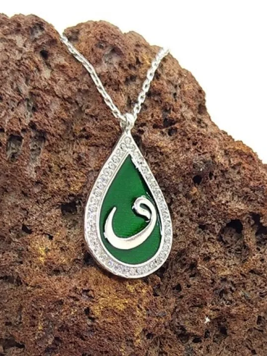 Zirkon Taşlı Damla Model Vav Harfi Bayan Gümüş Kolye Zirkon Taşlı Damla Model Vav Harfi Bayan Gümüş Kolye