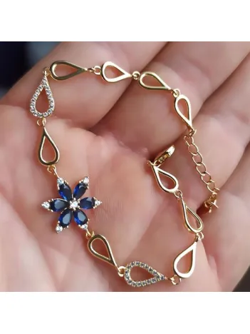 Altın Kaplama Zirkon Taşlı Nergis Çiçeği Bayan Gümüş Bileklik Altın Kaplama Zirkon Taşlı Nergis Çiçeği Bayan Gümüş Bileklik