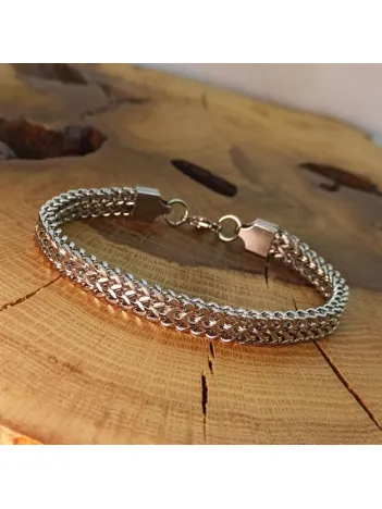 Çift Sıra Örüm Desen Erkek Çelik Bileklik İnce Model CBLGMSOTCSO