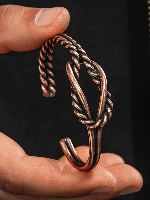 Sevgi Düğümü Bakır Bileklik Bilezik Kelepçe Erkek Kadın Doğal Taşlı Metal Kutulu