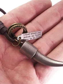 Fildişi Erkek Deri Kolye