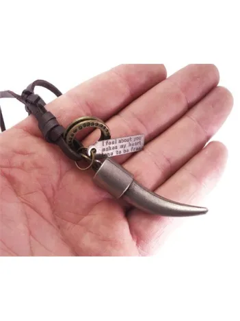 Fildişi Erkek Deri Kolye