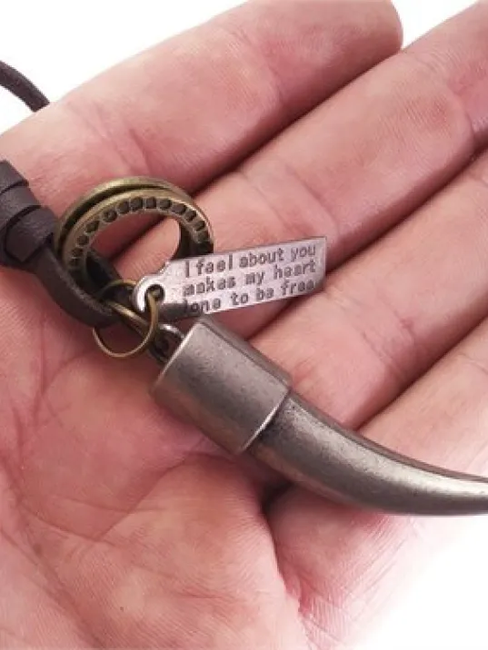 Fildişi Erkek Deri Kolye