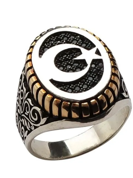 Nano Taşlı Ay Yıldız Erkek Gümüş Yüzük Nano Taşlı Ay Yıldız Erkek Gümüş Yüzük