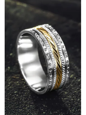 Kadın Gümüş Alyans – Altın Kaplama Çapraz Desenli Özel Tasarım Şık Kadın Yüzük