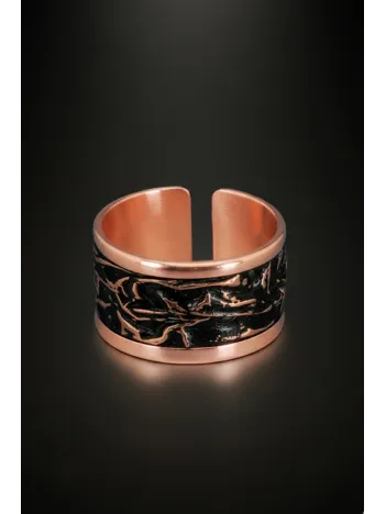 Kadın Bakır Yüzük - Siyah Gece Büyüsü Model Bakır Kadın Yüzük