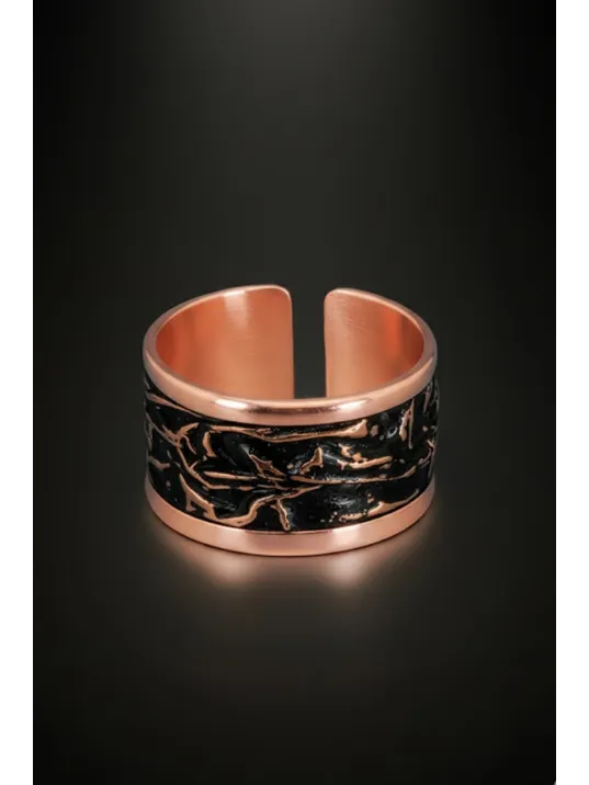 Kadın Bakır Yüzük - Siyah Gece Büyüsü Model Bakır Kadın Yüzük
