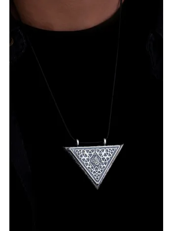 Tuğralı Selçuklu Motifli Erkek Gümüş Cevşen Muska Kolye Haznesi Büyük Boy