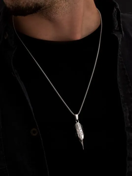 Erkek Çelik Kolye - Kartal Başı Figürlü Erkek Kolye