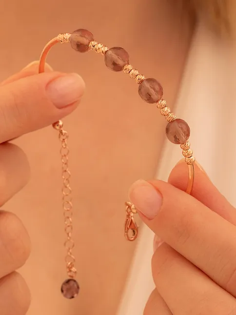 Kadın Gümüş Bileklik - Rose Zultanit Taşlı Dorika Model Kadın Bilezik Her Bileğe Uyar