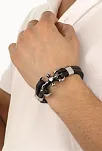 Erkek Deri Bileklik - Erkek Çelik Bileklik - Yonca Ve Çapa Figürlü Erkek Bileklik