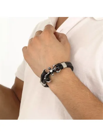 Erkek Deri Bileklik - Erkek Çelik Bileklik - Yonca Ve Çapa Figürlü Erkek Bileklik Erkek Deri Bileklik - Erkek Çelik Bileklik - Yonca Ve Çapa Figürlü Erkek Bileklik