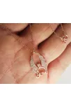 Tektaşlı Kanatlı Bayan Rose Gümüş Kolye Orta Boy