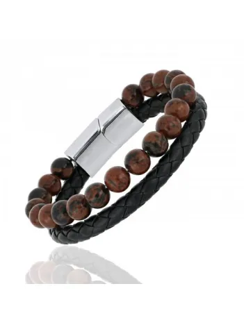 Doğal Taşlı Şahin Gözü Deri Bileklik DBLTPRSAHIN