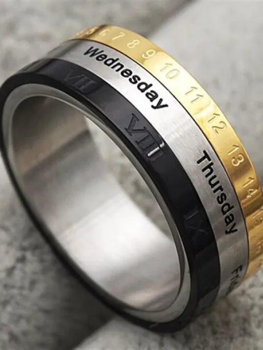 Tarihli Çelik Erkek Yüzüğü 316L Paslanmaz Ve Kararmaz