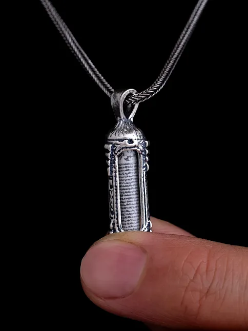 Otantik Model Erkek Gümüş Cevşen Kolye Zincir