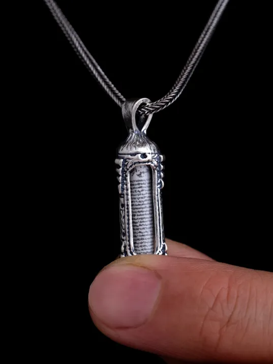 Otantik Model Erkek Gümüş Cevşen Kolye Zincir