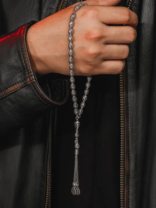 Erkek Tesbih - Meftun Oksitli 925 Ayar Gümüş Erkek Tespih Orta Boy 25gr Erkek Tesbih - Meftun Oksitli 925 Ayar Gümüş Erkek Tespih Orta Boy 25gr