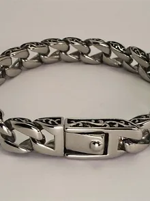 Erkek Çelik Bileklik Otantik Sarmaşık Tasarımlı