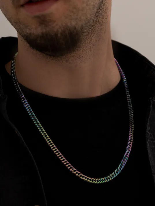 Erkek Kolye - Gurmet Model Erkek Çelik Kolye - Alacalı Renk - 6 Mm Kalınlık - Paslanmaz Çelik