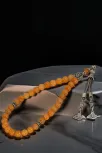 Erkek Doğal Taş Tespih - Doğal Turuncu Akik Taşlı Ortaboy Tesbih