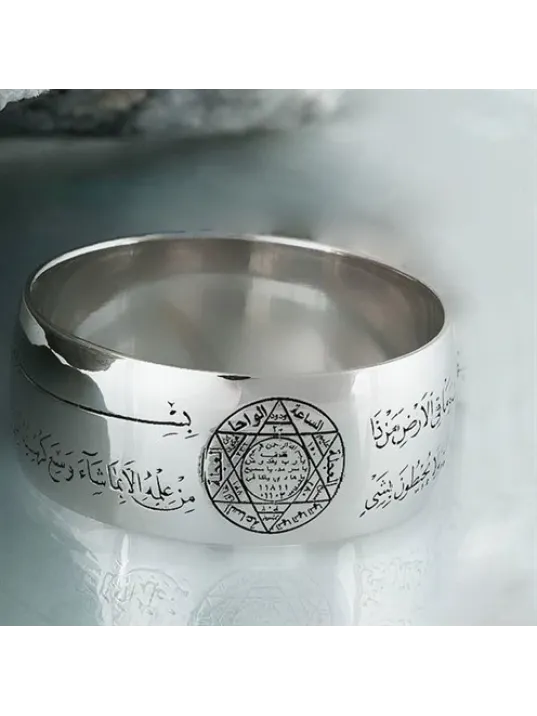 Hz.süleyman Mührü Nazar Dualı Gümüş Yüzük Alyans